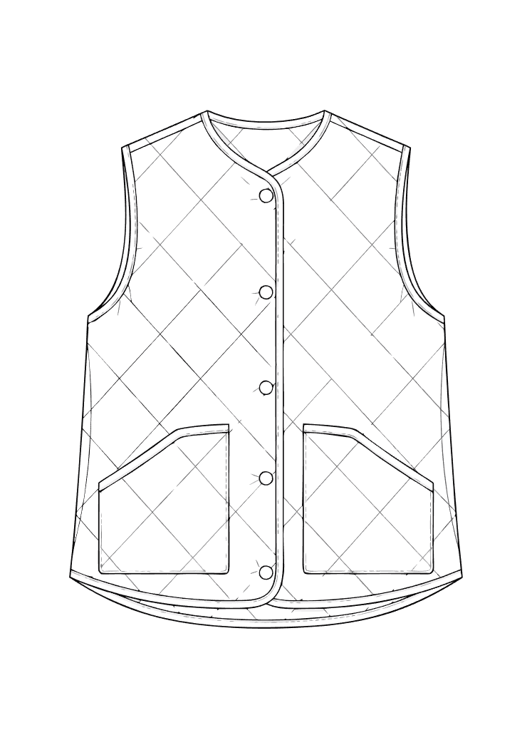 Quilted liner gilet CAD flat