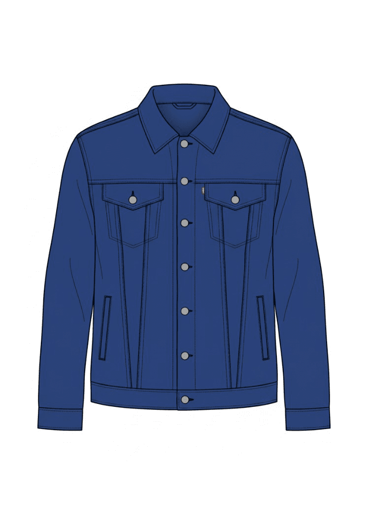 Denim trucker jacket CAD flat